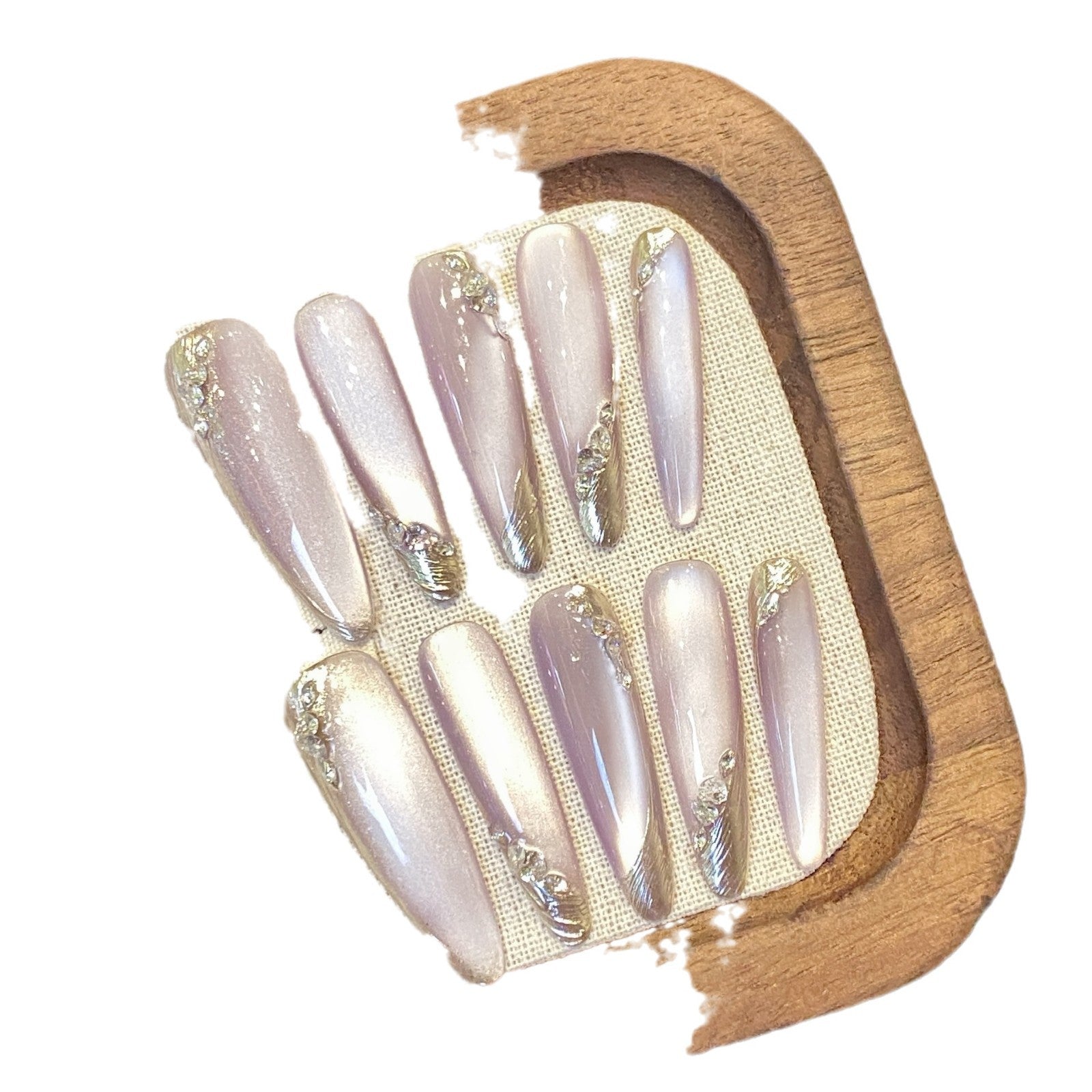 French Gradient Moon Shadow Zihui Gentle Temperament Pile Rhinestone Removable Wear Armor